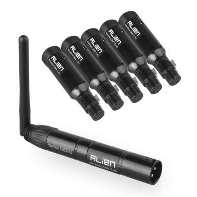 DMX512 DMX DJ 2.4G Wireless 5 Built-in Battery Receiver  & 1 Transmitter Stage Lighting Control